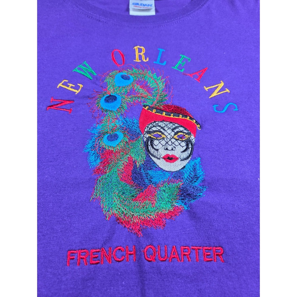 Gildan New Orleans T-Shirt XL Purple Mens‎ French Quarter Embroidered Mask - Picture 2 of 7